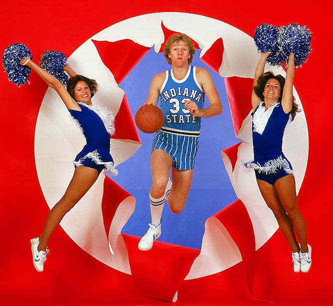 Larry Bird and Indiana State cheerleaders